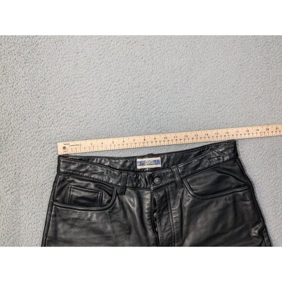 Gap Leather Pants Mens 34 Button Fly Retro Y2K Vintage Style Rock Biker Black - Picture 14 of 16